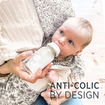 Glazen babyfles - Natuurrubber - Standard Neck Baby Bottle - 120ML - 0-6 maanden - Hevea