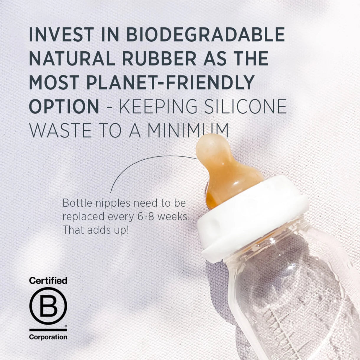 Glazen babyfles - Natuurrubber - Standard Neck Baby Bottle - 120ML - Hevea - productfoto - afbeelding 3