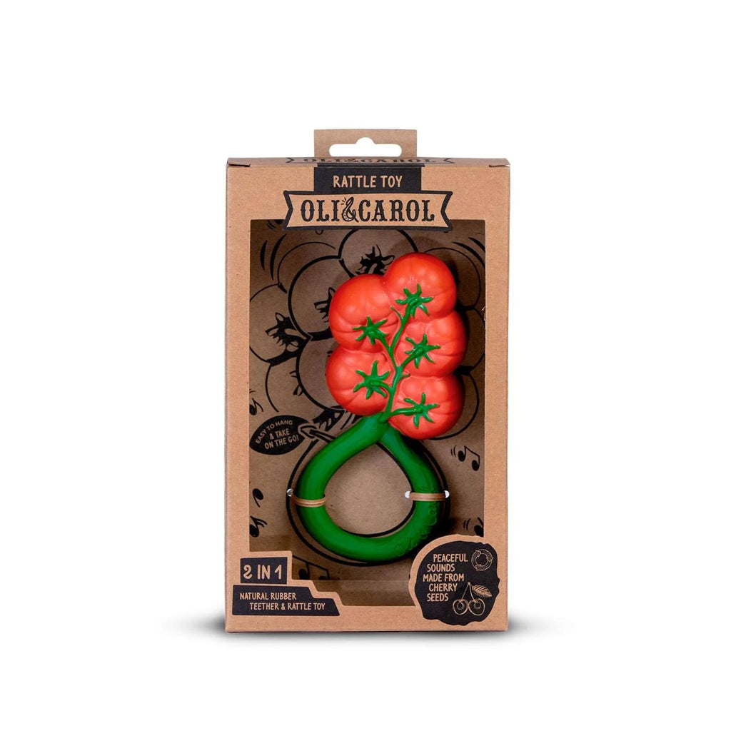 Tomaat rammelaar & bijtring - Natuurrubber - Tomato Rattle Toy - Oli & Carol - verpakking - afbeelding 4