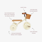 Kinder driewieler met rieten mandje - Trike Vintage - Cream - Banwood - productfoto - afbeelding 3