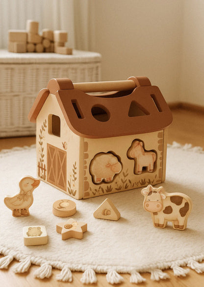 Sorteerkubus - Tiny Barn - Boederij - Houten speelgoed - Mrs Ertha