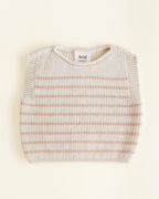 Vest Harvey - Gestreept - Spencer/mouwloos truitje - Merinowol - HVID - productfoto - afbeelding 3