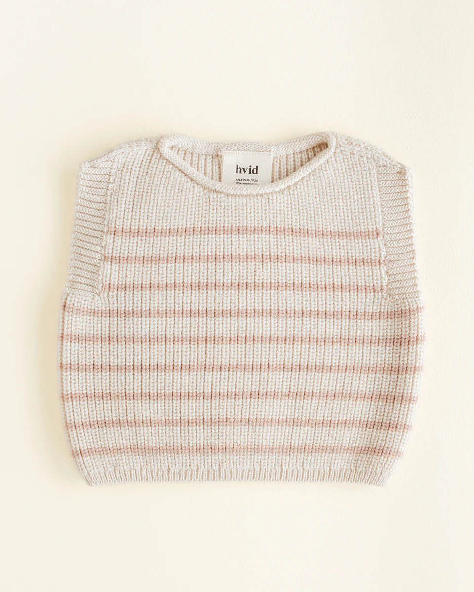 Vest Harvey - Gestreept - Spencer/mouwloos truitje - Merinowol - HVID - productfoto - afbeelding 3