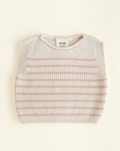 Vest Harvey - Gestreept - Spencer/mouwloos truitje - Merinowol - HVID