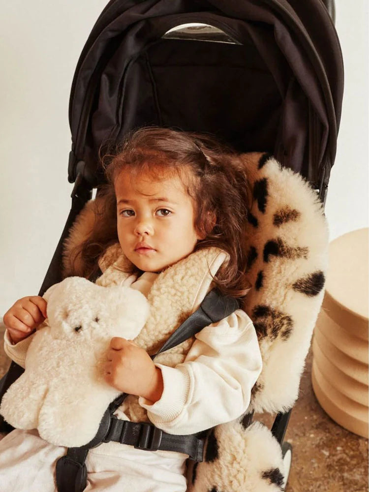 Merino wollen kinderwagen inleg Snuggler® - Leopard Peanut - BINIBAMBA