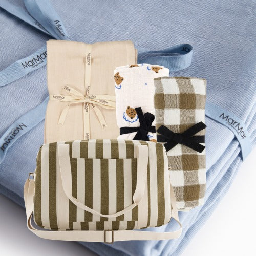 Hydrophilic cloth Bianca - Vichy Nutria/Olive Green - Muslin cotton - Rose in April