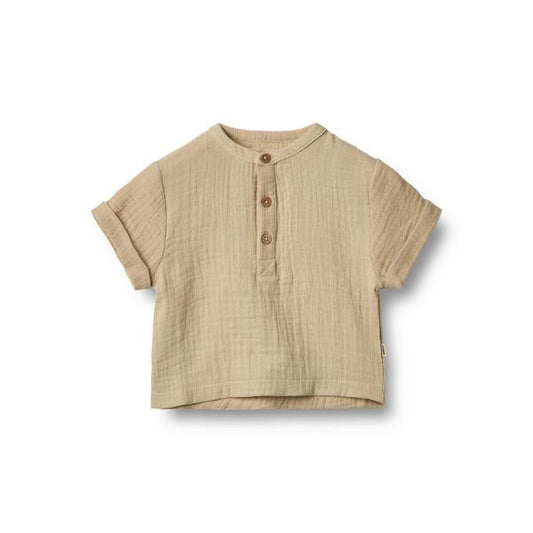 Wheat - Shirt Svend - Overhemd top - 100% biologisch katoen mousseline - voorkant