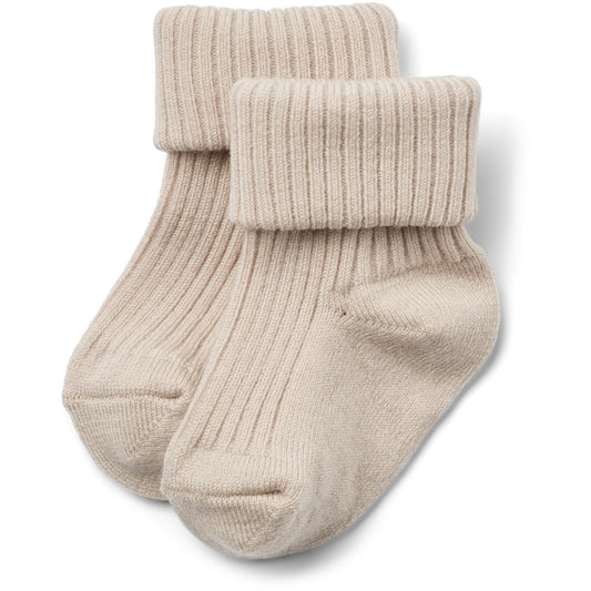 Wheat - Wool Rib Socks Ziggy - Wollen baby sokken - 80% wol - beige