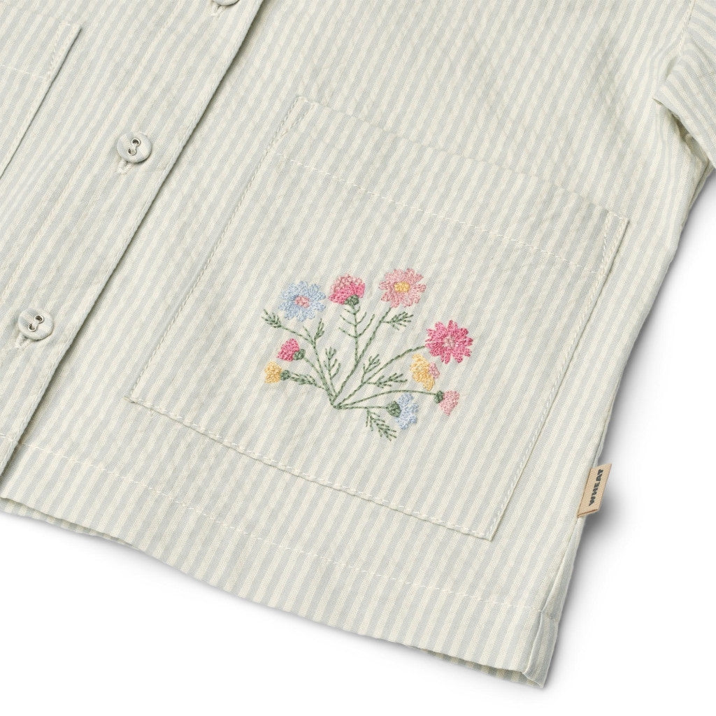 Wheat - Overshirt Embroidery Ghita - Overhemd top - 100% biologisch katoen close up