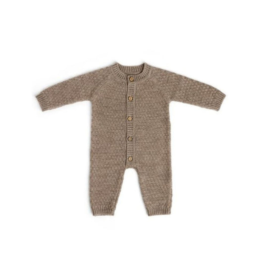 Gebreid boxpakje - Merino wol - Square knit - Bruin - Smallstuff