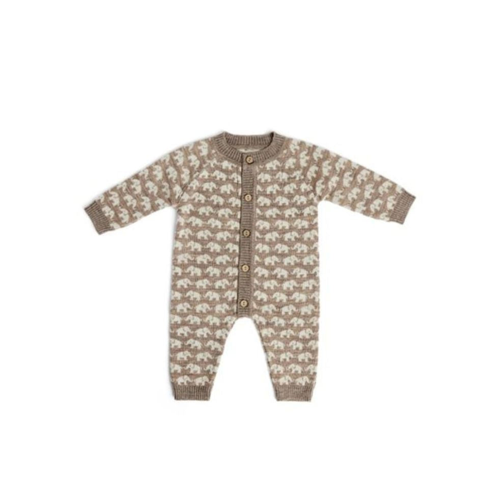 Gebreid boxpakje AO Elephants, - Merino wol - Bruin - Smallstuff