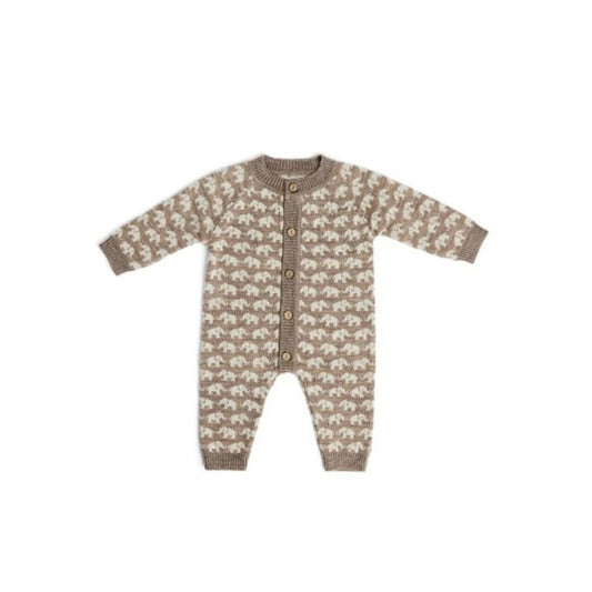 Gebreid boxpakje AO Elephants, - Merino wol - Bruin - Smallstuff