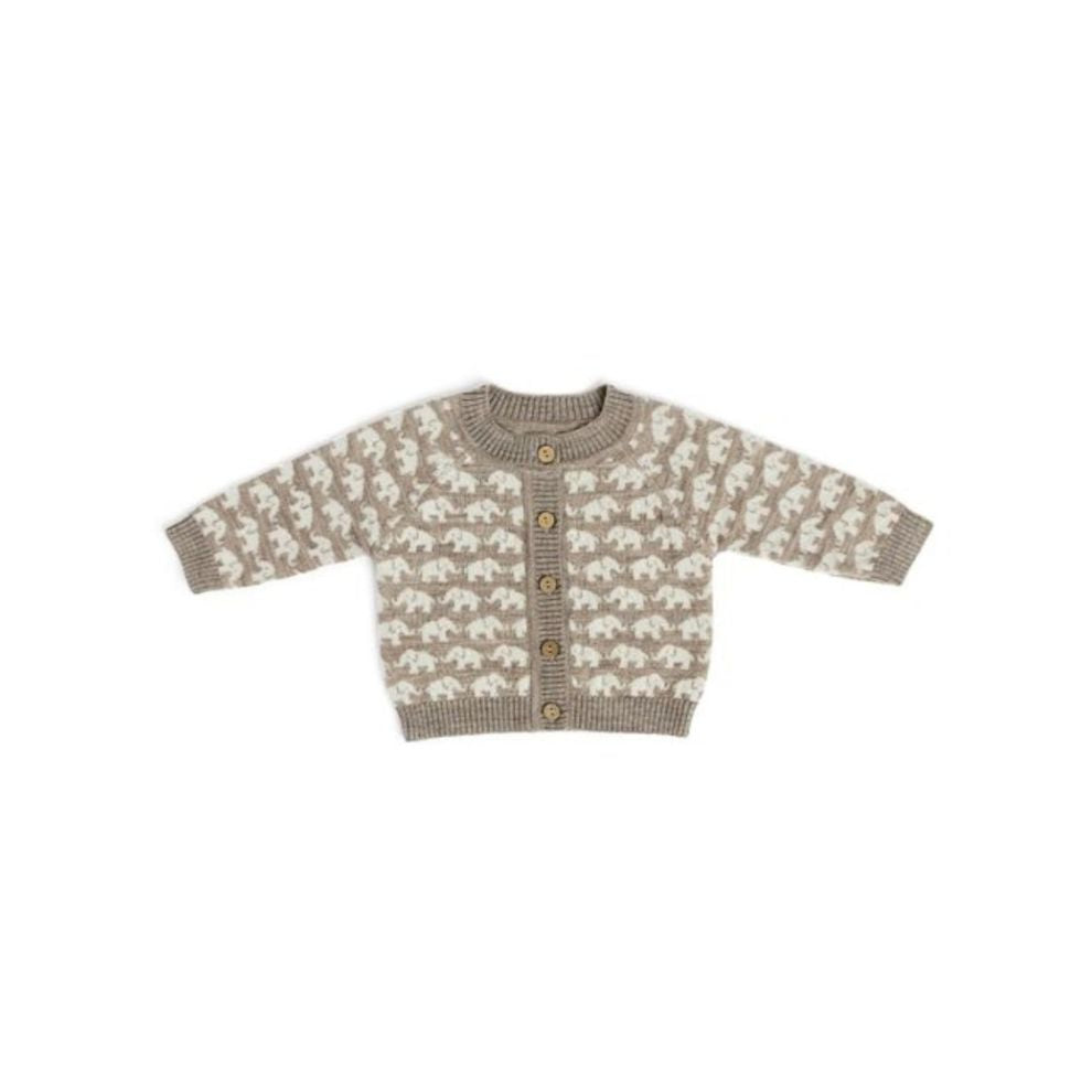 Gebreid vestje AO elephants - Merino wol - Bruin - Smallstuff