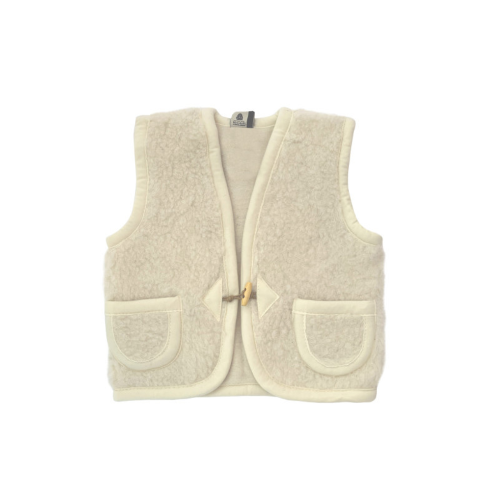Wollen bodywarmer - Alpen junior - Scheerwol - Naturel wit - Alwero - voorkant