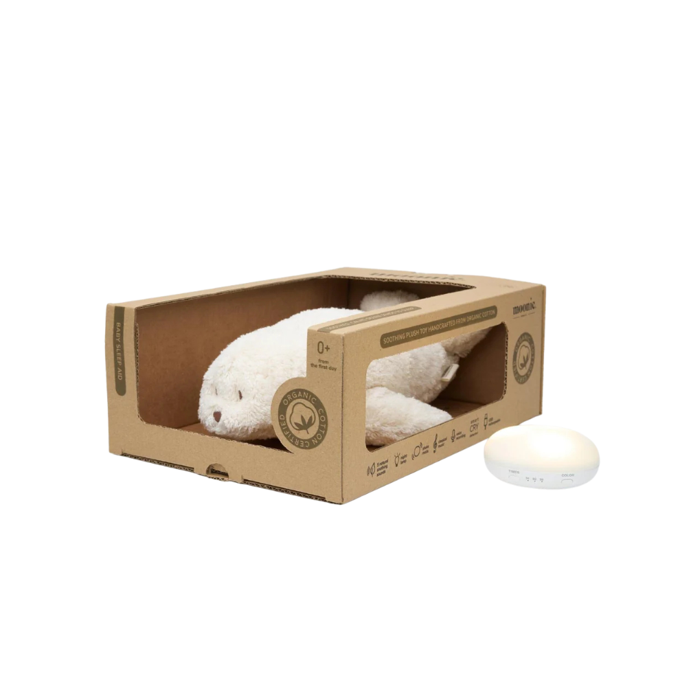 Knuffel met hartslag & white noise - The Humming Bunny 2.0 - Biologisch GOTS katoen - Moonie - productfoto - afbeelding 3