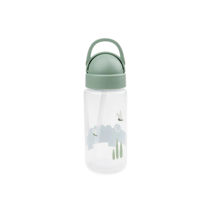 Drinkfles met rietje - Straw bottle - Happy Clouds - Croco/Green - 350 ml - Done by Deer