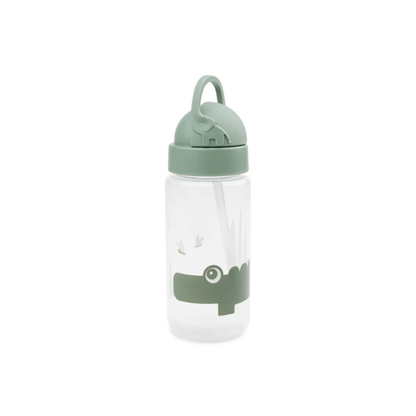 Drinkfles met rietje - Straw bottle - Happy Clouds - Croco/Green - 350 ml - Done by Deer