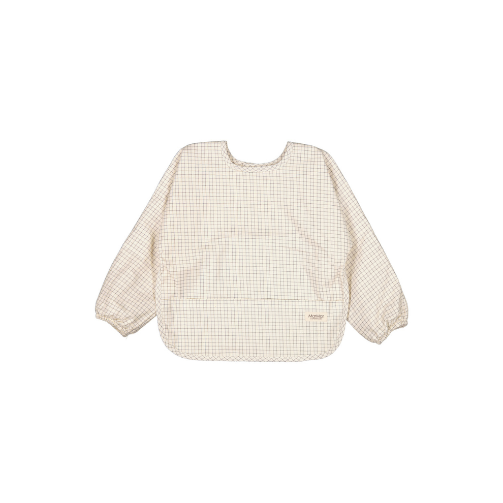 Slabbetje met lange mouwen - Apron LS - Biologisch katoen - Deep Lake Check - MarMar Copenhagen - productfoto