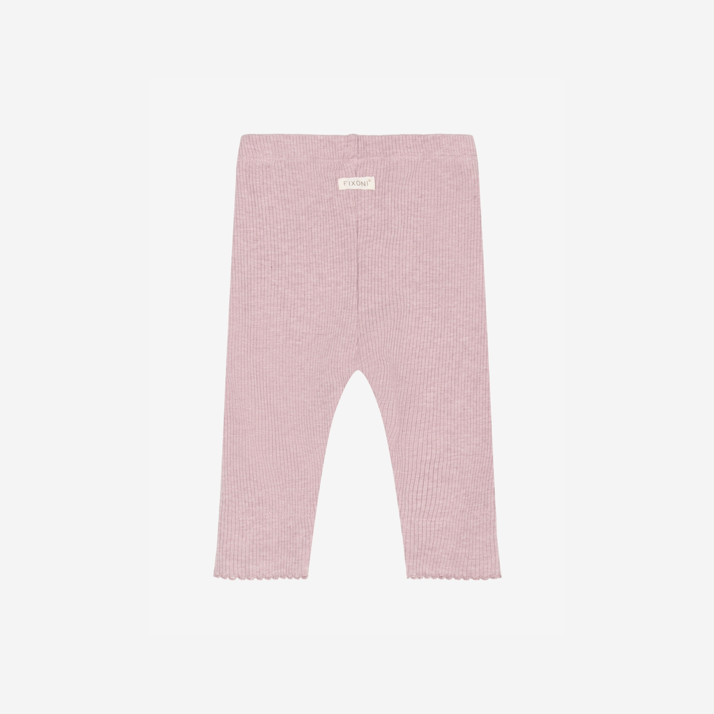 Legging Melange Rib - Modal/katoen - Pale Mauve Melange/Roze - Fixoni - achterkant