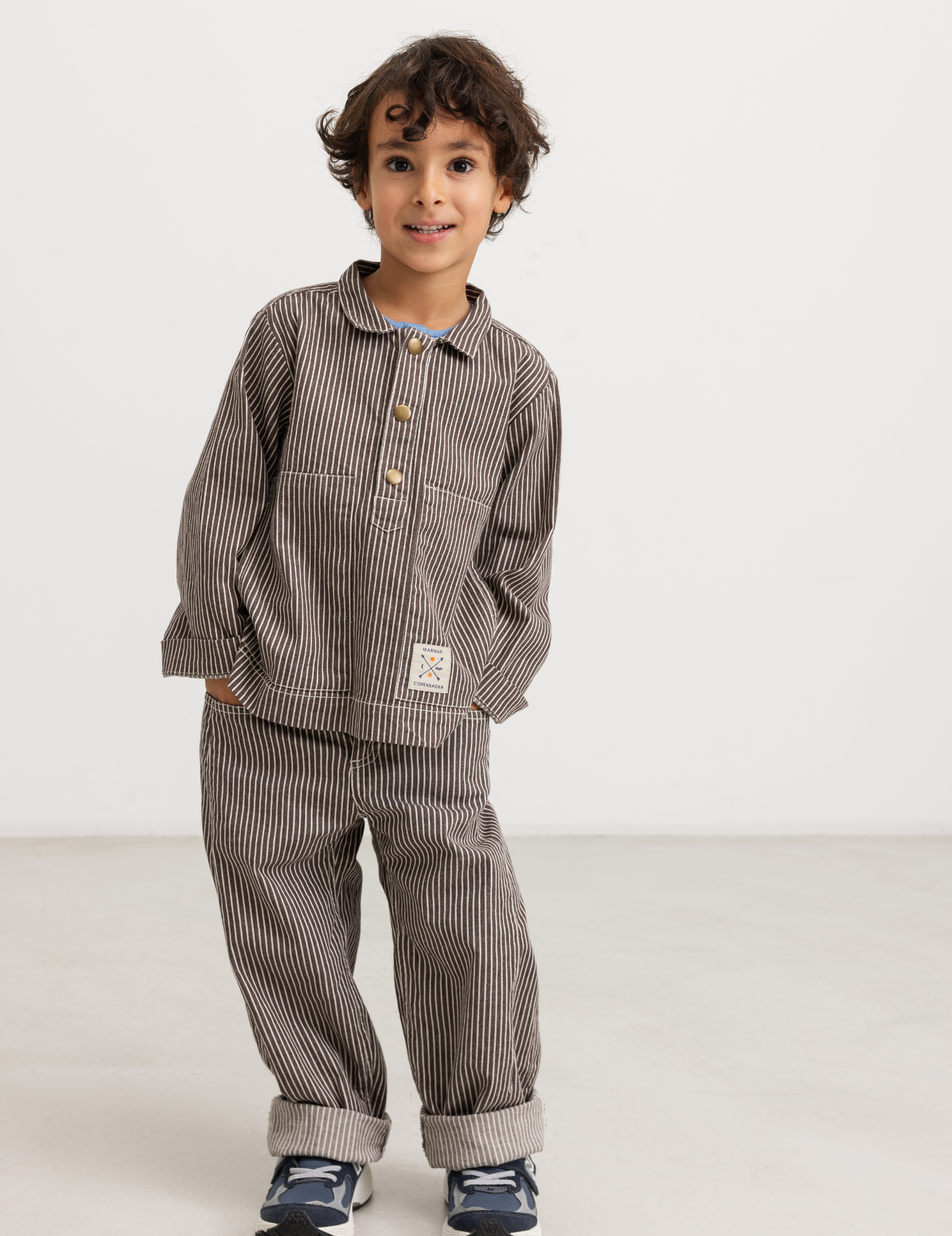 Overshirt Tovan - Soft denim - Dark Brownie Stripe - MarMar Copenhagen - productfoto - afbeelding 8