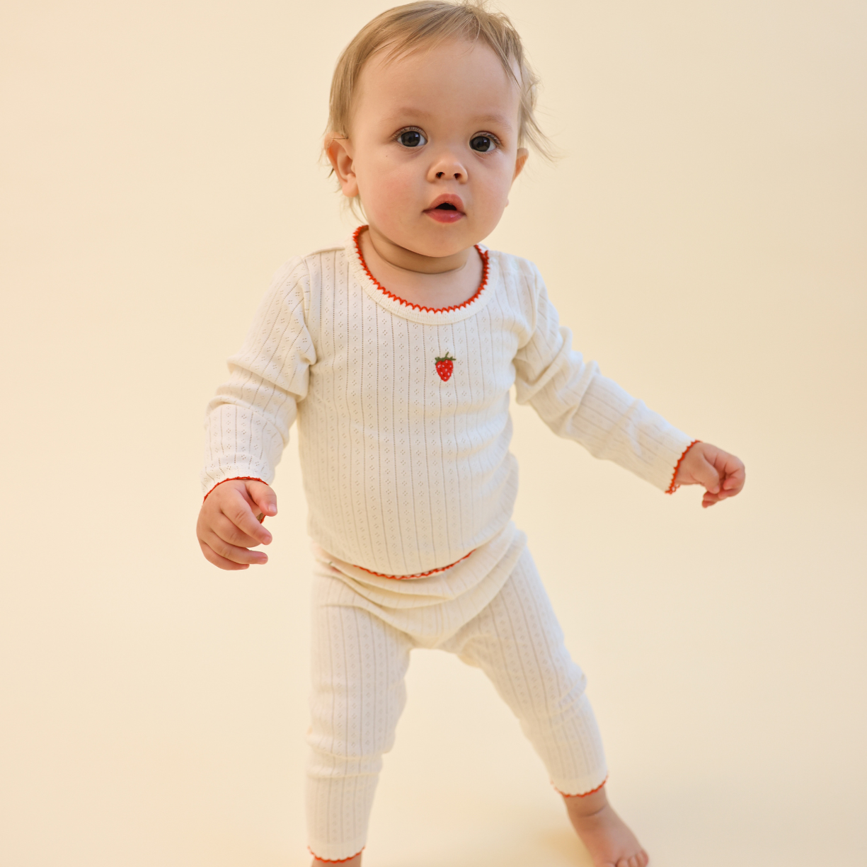 Pointelle romper Flora - Gentle Cream - Katoen - Flöss - voorkant