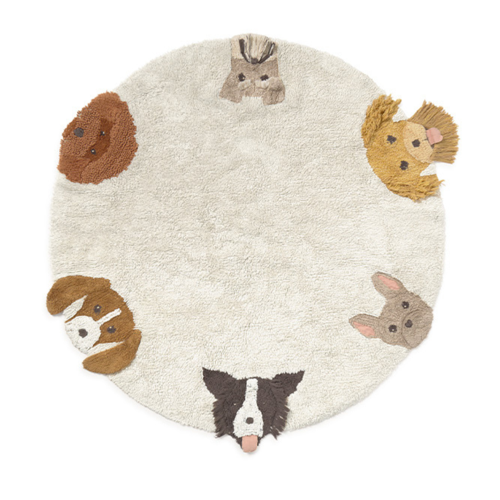 Wasbaar vloerkleed Dogs - Naturel - Ø 140 cm - Lorena Canals - productfoto - afbeelding 3
