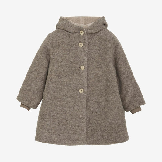 Wollen jas met capuchon - Merino wol - Camel/grijs - Huttelihut