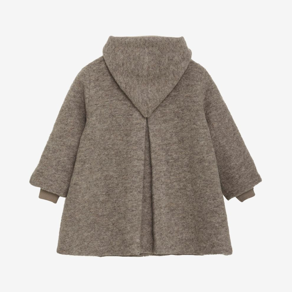 Wollen jas met capuchon - Merino wol - Camel/grijs - Huttelihut