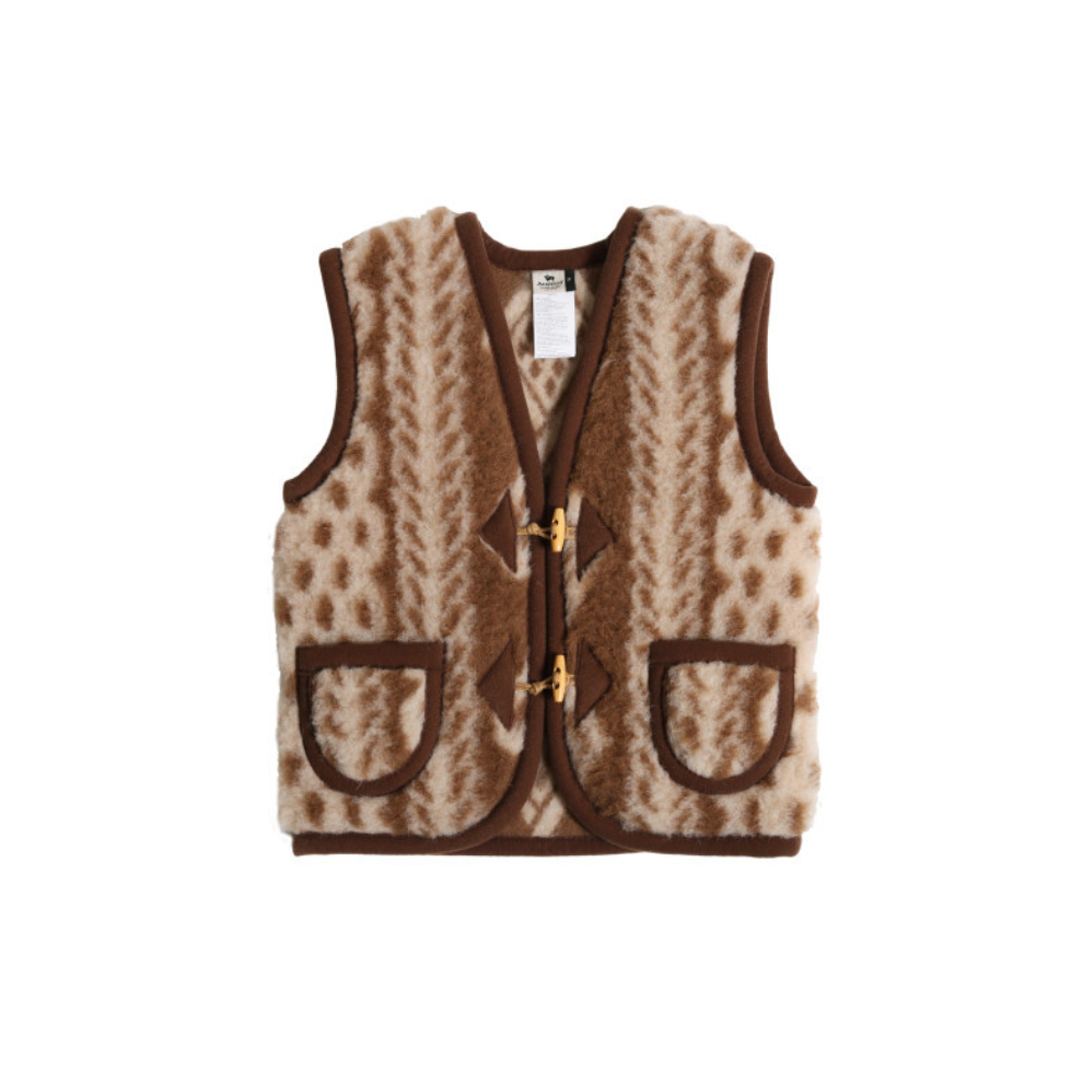 Wollen bodywarmer - Alpen junior - Scheerwol - Bruin - Alwero - voorkant