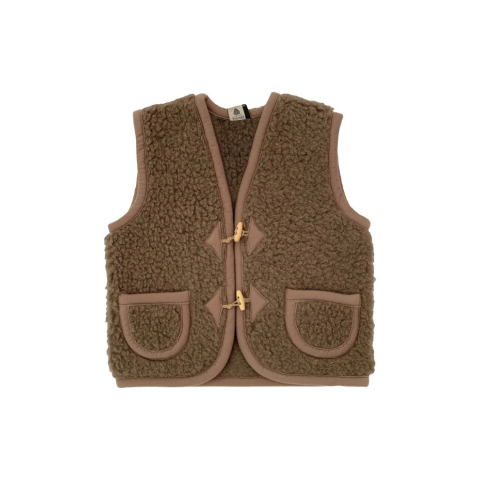 Wollen bodywarmer - Alpen junior - Scheerwol - Bark bruin - Alwero - vooraanzicht