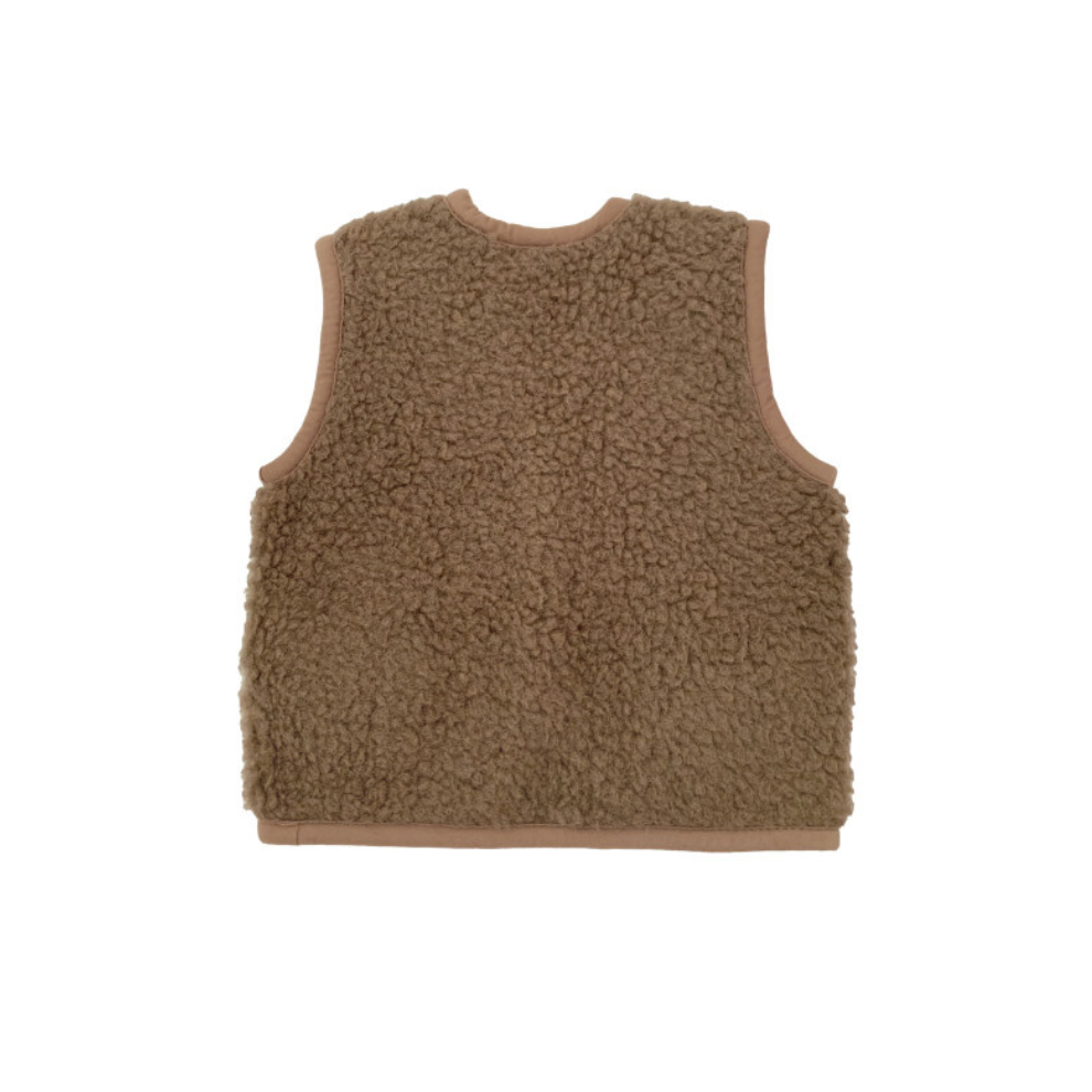 Wollen bodywarmer - Alpen junior - Scheerwol - Bark bruin - Alwero - achteraanzicht