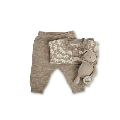 Gebreid broekje - Merino wol - Flat knit - Beige - Smallstuff