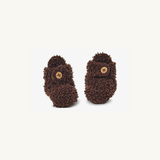 Bouclé slofjes - Merino wol - Dark brown - Smallstuff - productfoto