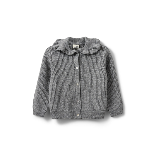 Gebreid vest met glitter - Wolmix - Grijs - Sofie Schnoor