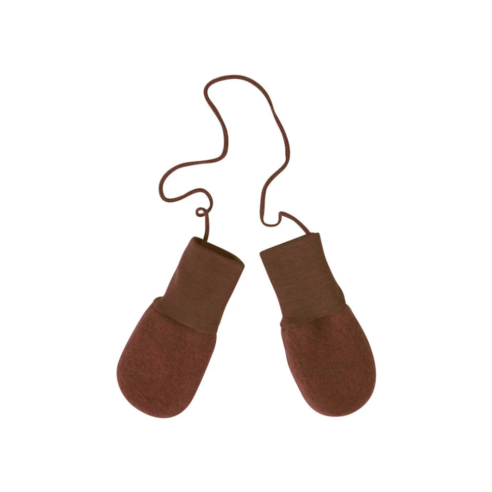 Wantjes met touw - Wol fleece - Cinnamon/Kaneel - Engel Natur