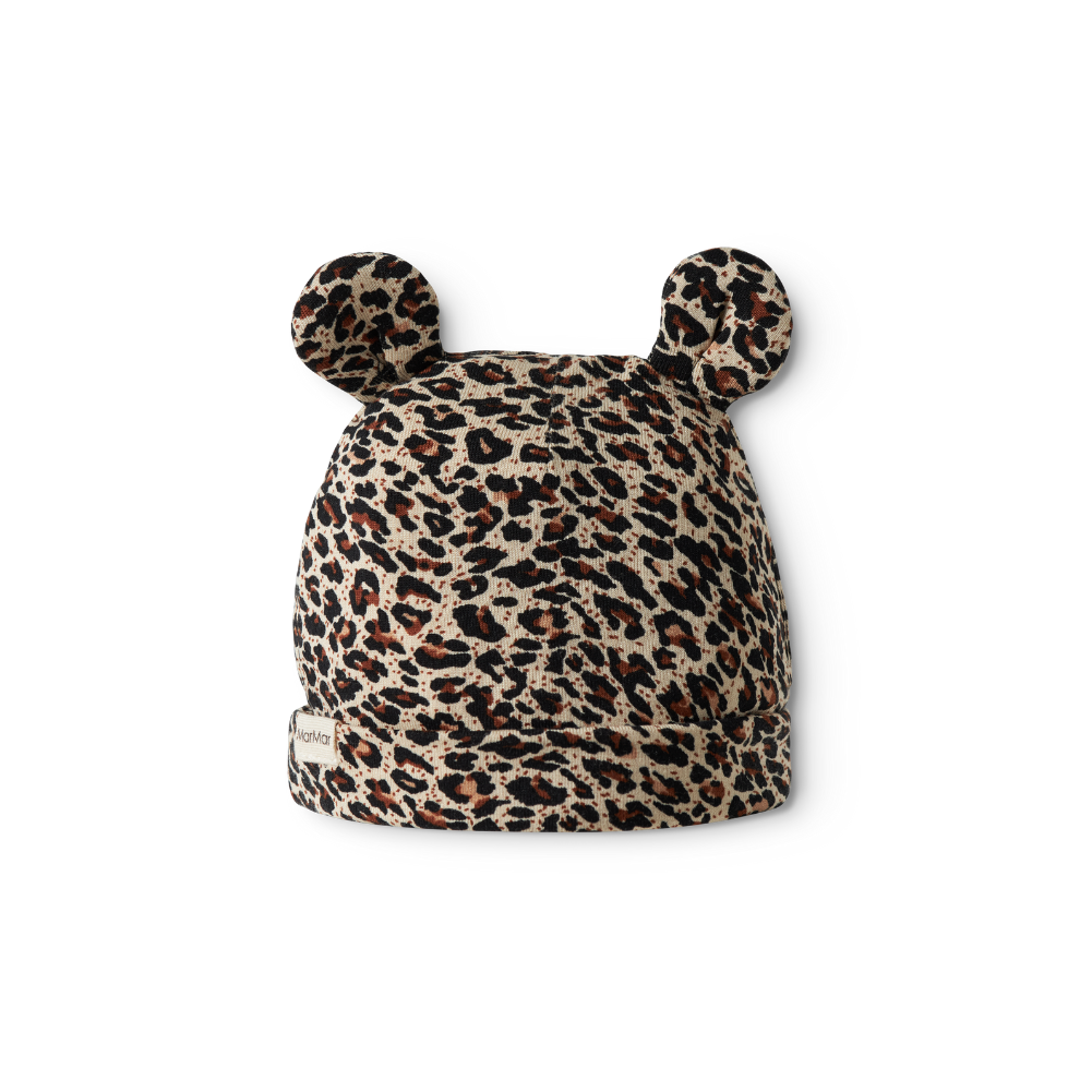 Baby Mutsje - Leo Aiko Ear Beanie - Biologisch katoen en modal - Panterprint - MarMar Copenhagen