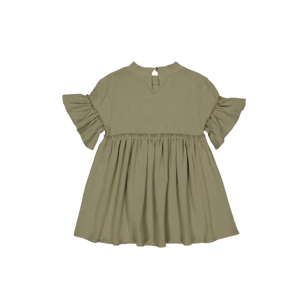 Jurkje korte mouw - Mousseline katoen - Khaki groen - Levv Labels