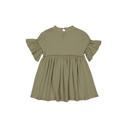 Jurkje korte mouw - Mousseline katoen - Khaki groen - Levv Labels