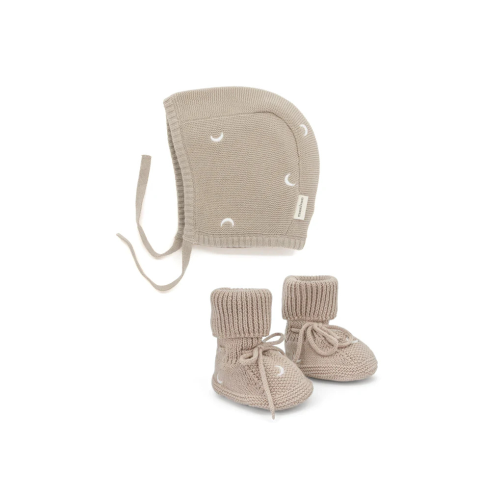 Gebreid mutsje en slofjes set - Cadeauset - Biologisch katoen - Moonboon - productfoto - afbeelding 5