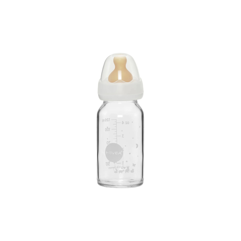 Glazen babyfles - Natuurrubber - Standard Neck Baby Bottle - 120ML - Hevea - productfoto
