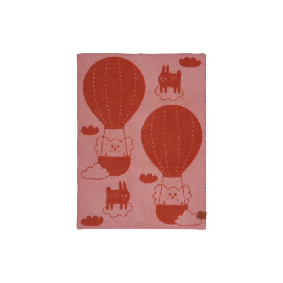 Wiegdekentje - Ballon pink/rust - Biologisch wol - 65x90cm - Klippan - productfoto