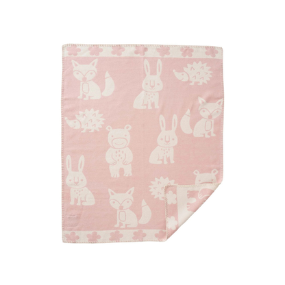 Wiegdeken eco katoen - 70x90cm - Smile - Bosdieren - Klippan