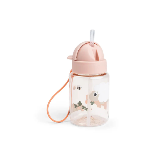 Drinkfles met rietje - Straw bottle - Tiny farm - Powder - 280 ml - Done by Deer