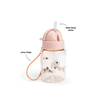 Drinkfles met rietje - Straw bottle - Tiny farm - Powder - 280 ml - Done by Deer