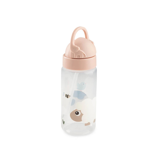 Drinkfles met rietje - Straw bottle - Tiny farm - Powder - 350 ml - Done by Deer