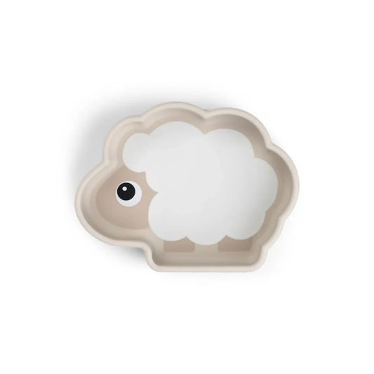 Zuignap bordje Schaap - Silicone Stick&Stay bowl - Sheepy - Sand - Done by Deer