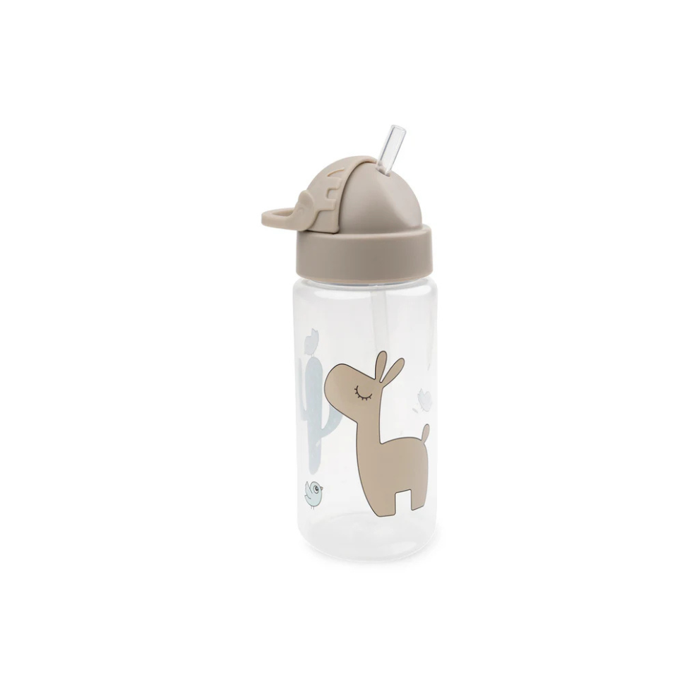 Drinkfles met rietje - Straw bottle - Tiny farm - Sand/Lalee - 350 ml - Done by Deer
