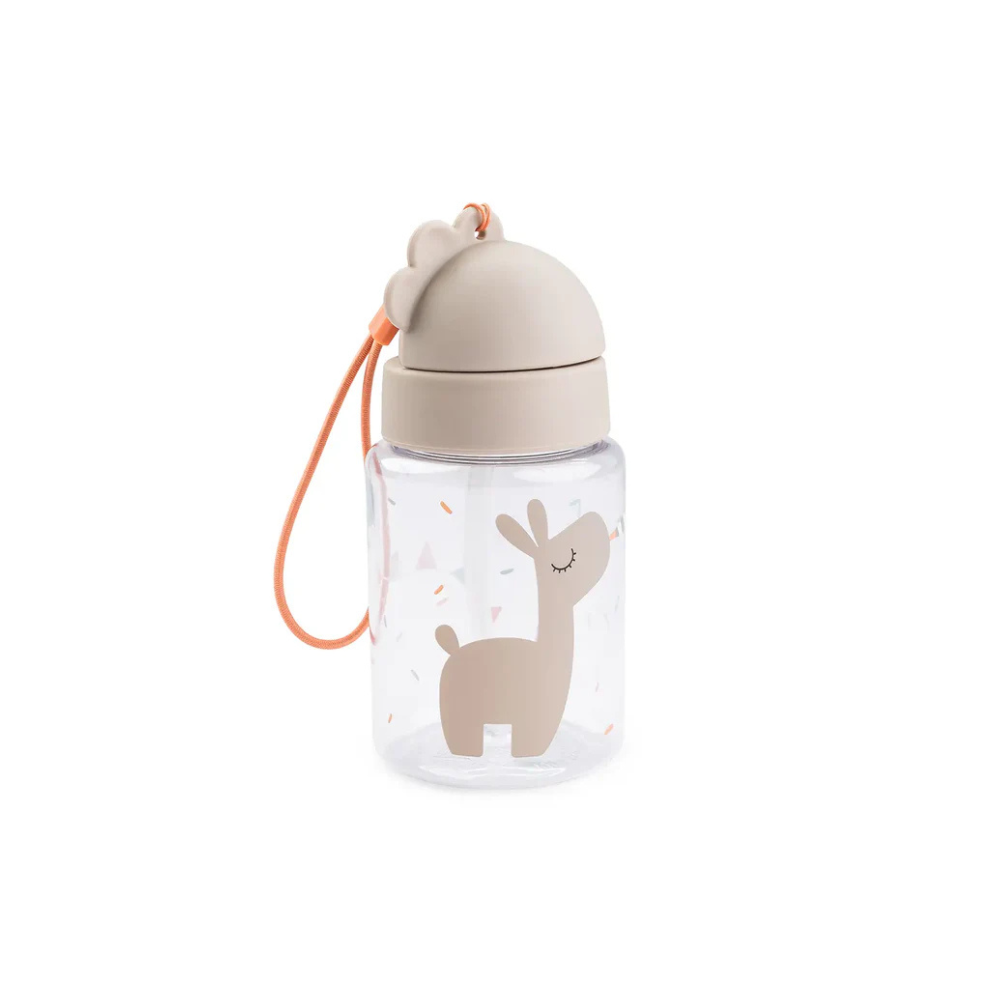 Drinkfles met rietje - Straw bottle - Celebration - Sand - 280 ml - Done by Deer