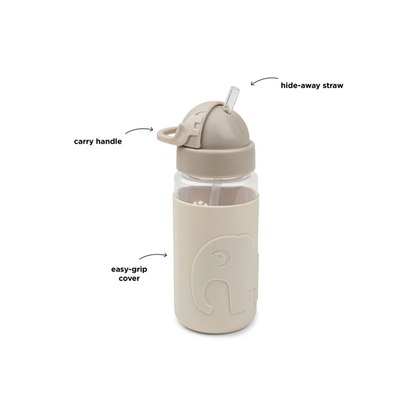Drinkfles met rietje - Easy-grip straw bottle - Elphee - Sand - 350 ml - Done by Deer