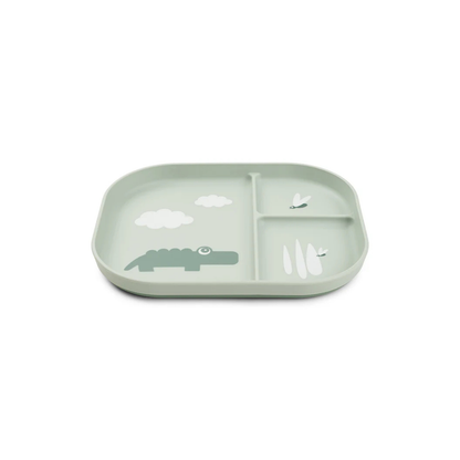 Vakken bordje - Foodie compartment plate - Croco - Green - Done by Deer